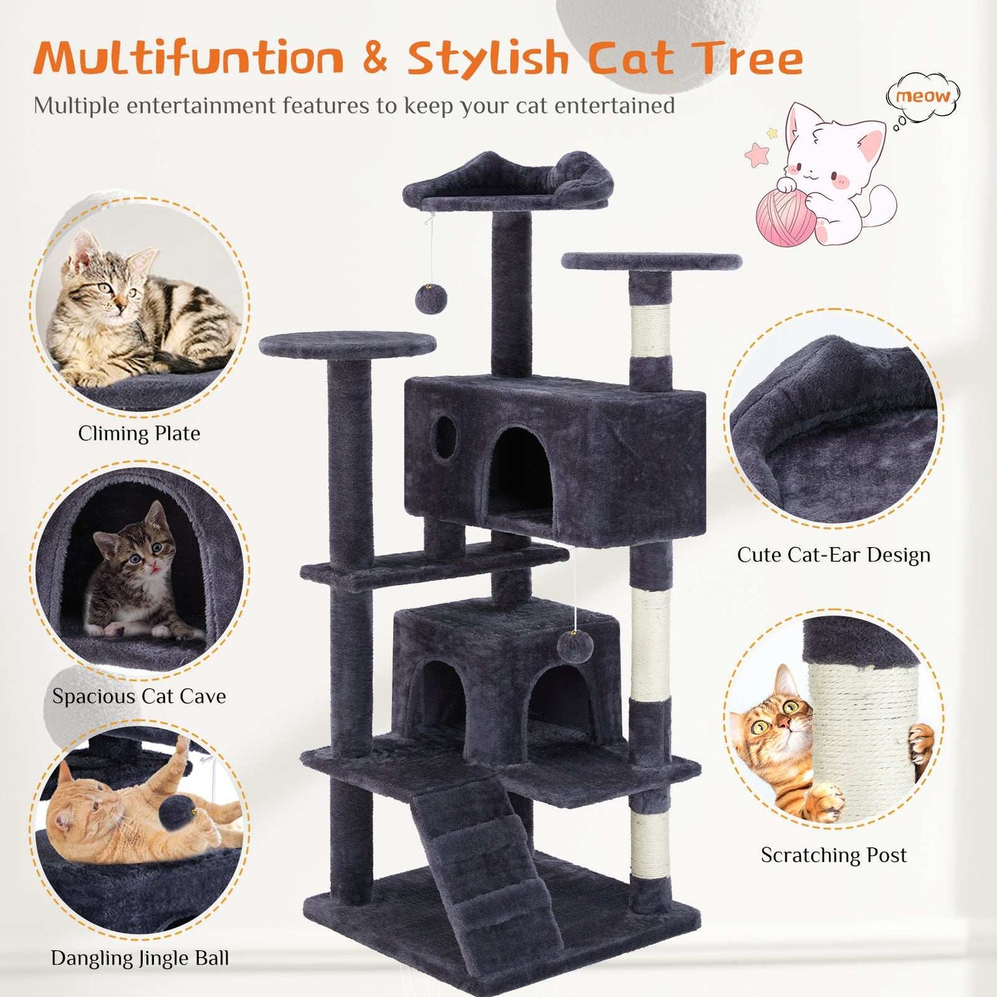 Multi Functional Cat Treehouse Cat Climbing Frame - Purrfect Pet Haven