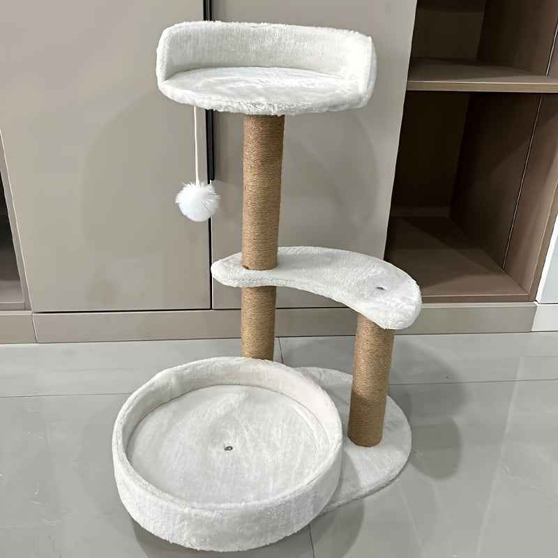 Luxury Cat Tree With Scratching Posts - Easy To Assemble, Wooden Fiber Structure, Suitable For Cats. - Purrfect Pet Haven