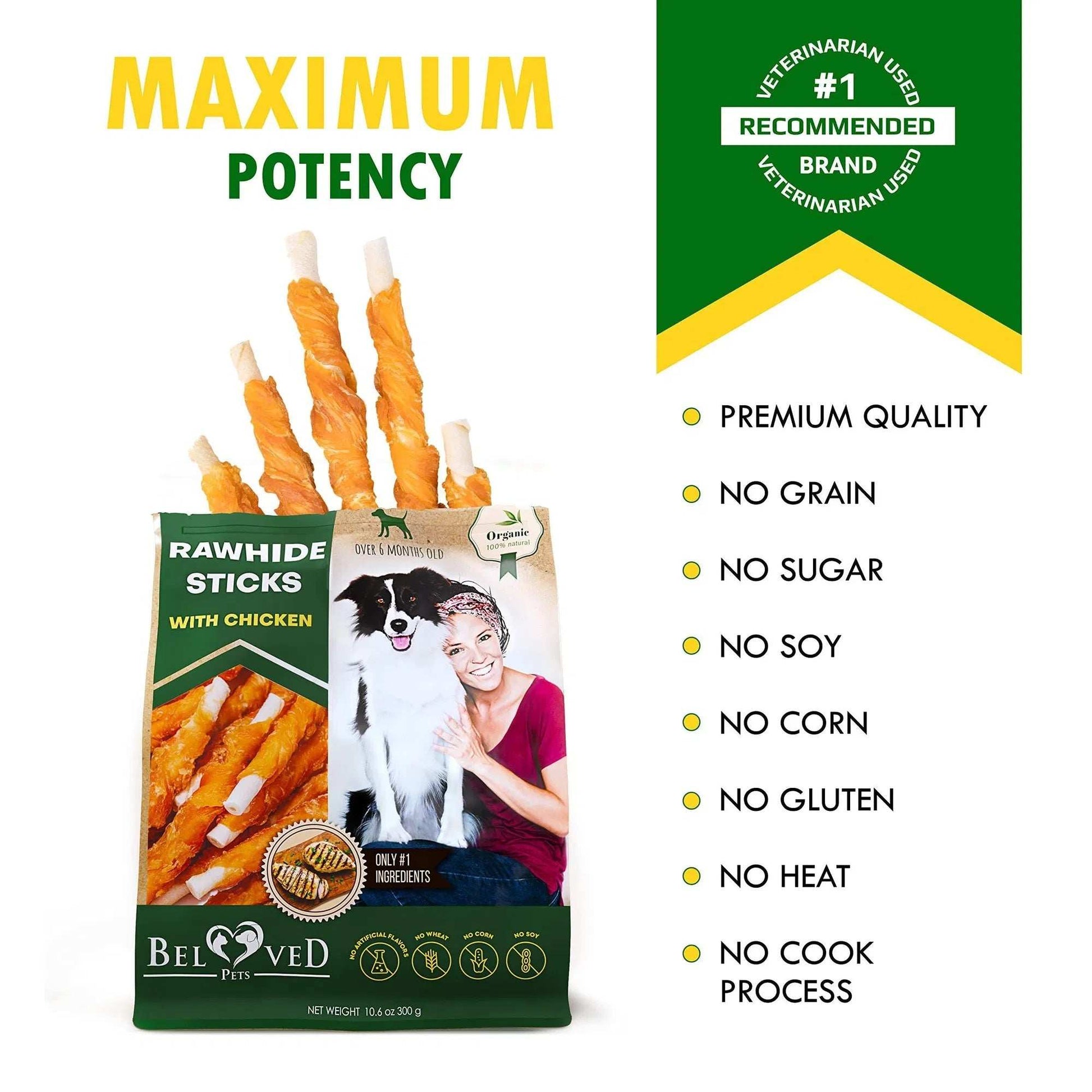 Dog Sticks Wrapped With Chicken & Pet Natural Chew Treats Grain Free Organic Meat & Human Grade Dried Snacks In Bulk For Training Small & Large Dogs - Purrfect Pet Haven