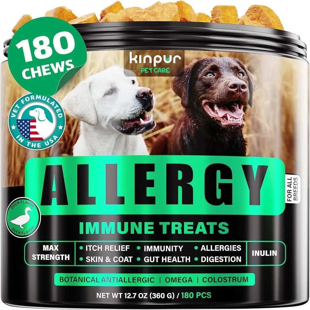 Natural Dog Allergy Chews For Dog Itch Tasty Allergy Relief Pet Supplement For Dry Itchy Skin Hot Spots Seasonal Dog Allergies 180 Anti Itch Immune Treats For Dogs Licking Paws Antihistamine - Purrfect Pet Haven