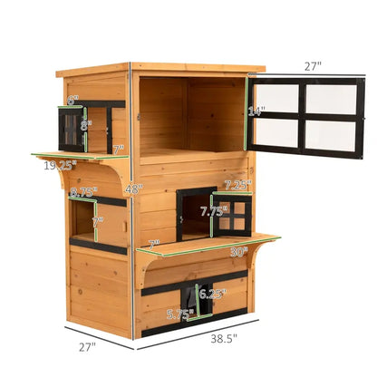 Outdoor Cat House - 3-Tier Shelter with 5 Escape Doors - Purrfect Pet Haven