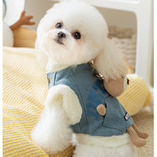 Teddy Bear Denim Vest - Dog Winter Coat with Plush Toy - Purrfect Pet Haven