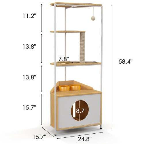 Cat Apartment With Feeding Station And Climbing Platform, Pet Furniture For Indoor Cats - Purrfect Pet Haven