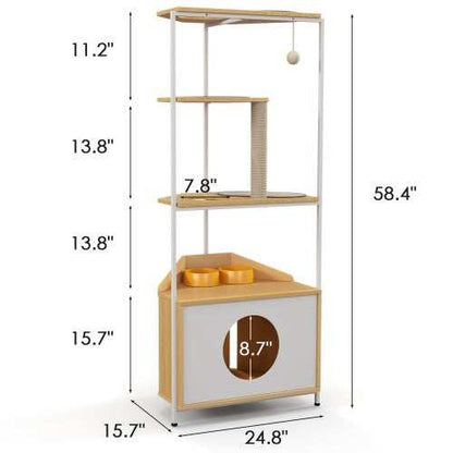 Cat Apartment With Feeding Station And Climbing Platform, Pet Furniture For Indoor Cats - Purrfect Pet Haven