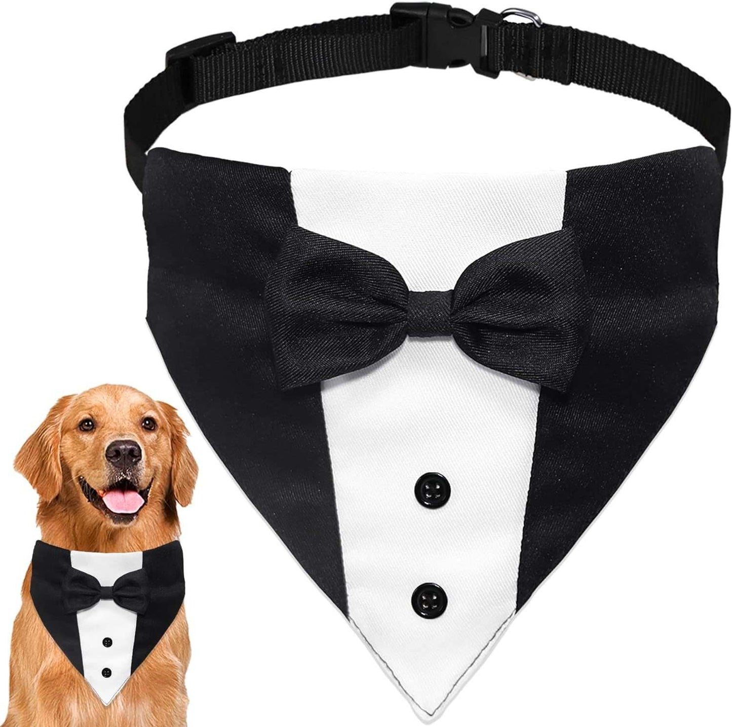 Dog Tuxedo Suit With Bow Tie And Bandana Adjustable Formal Costumes For Small, Medium, Large Dogs Perfect For Weddings Birthdays - Purrfect Pet Haven