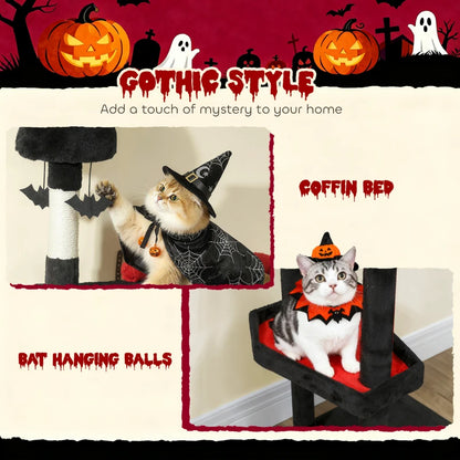 Gothic Cat Tree - Tower With Coffin Bed and 2 Spacious Condos