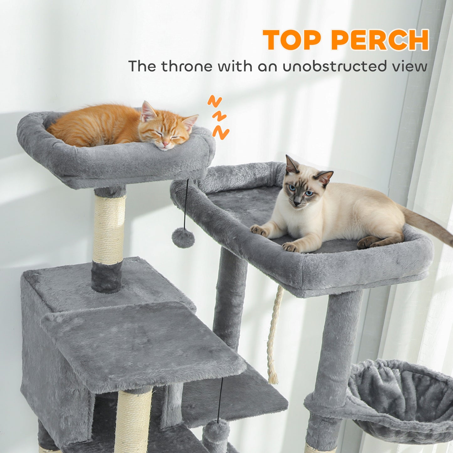 Multi-Level Cat Tower 69" - Cat Tree for Multiple Cats - Purrfect Pet Haven