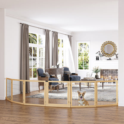 Freestanding Pet Gate 6-Panel - Wooden Dog Barrier for Doorways - Purrfect Pet Haven