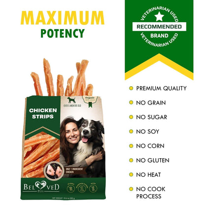 Human Grade Grain Free Meat Chicken Strips Dog Treats 10.6 Oz - Purrfect Pet Haven