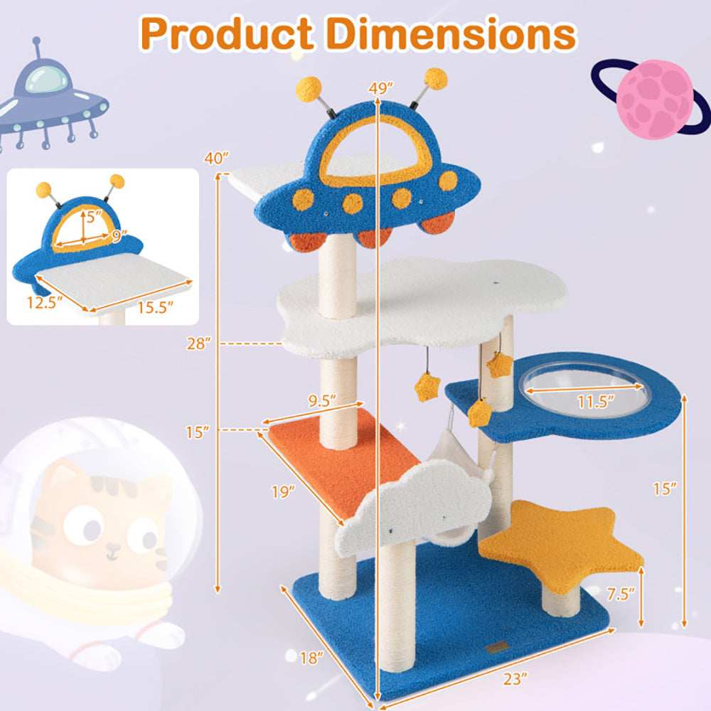 49 Inch UFO Cat Tree - Space Capsule - Purrfect Pet Haven