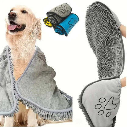 Specially Designed  Pet Bath Towel Quickly Absorbs Water - Dogs or Cats - Purrfect Pet Haven