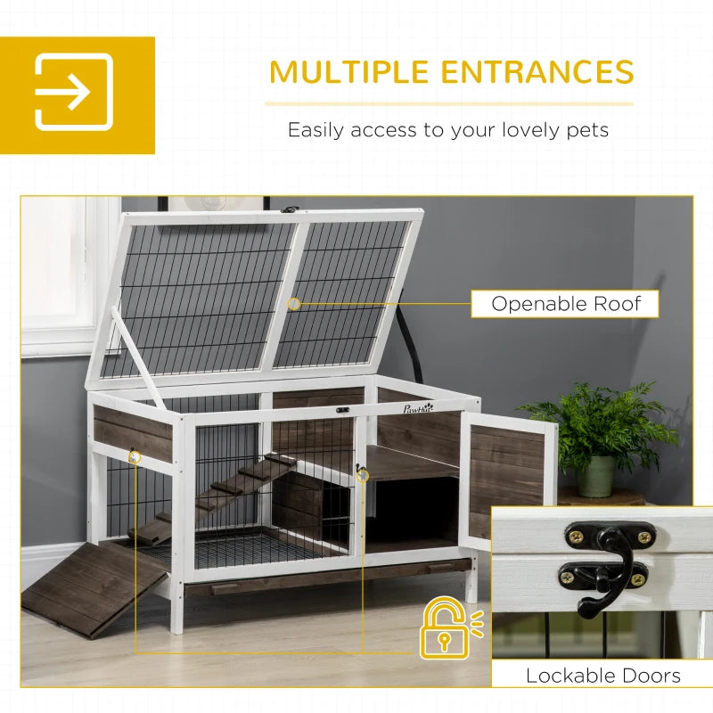Small Elevated Pet Cage - Two Level Rabbit-Guinea Pig Hutch