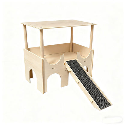 Solid Wood Multi-Functional Detachable Cage With A Double-Layer Hideaway House