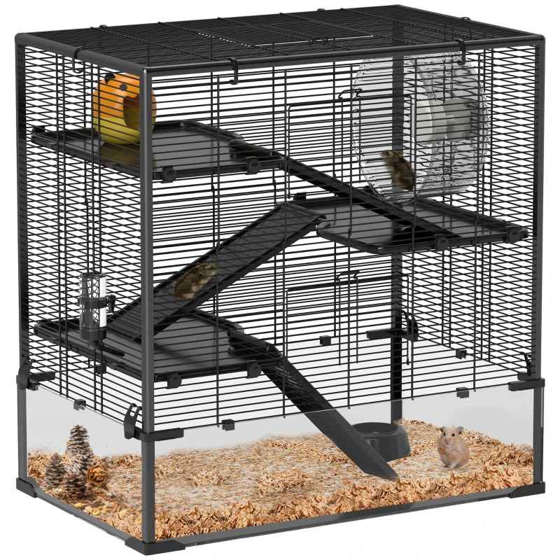 Large Hamster Cage - 4 Tier Deep Tempered Glass Bottom