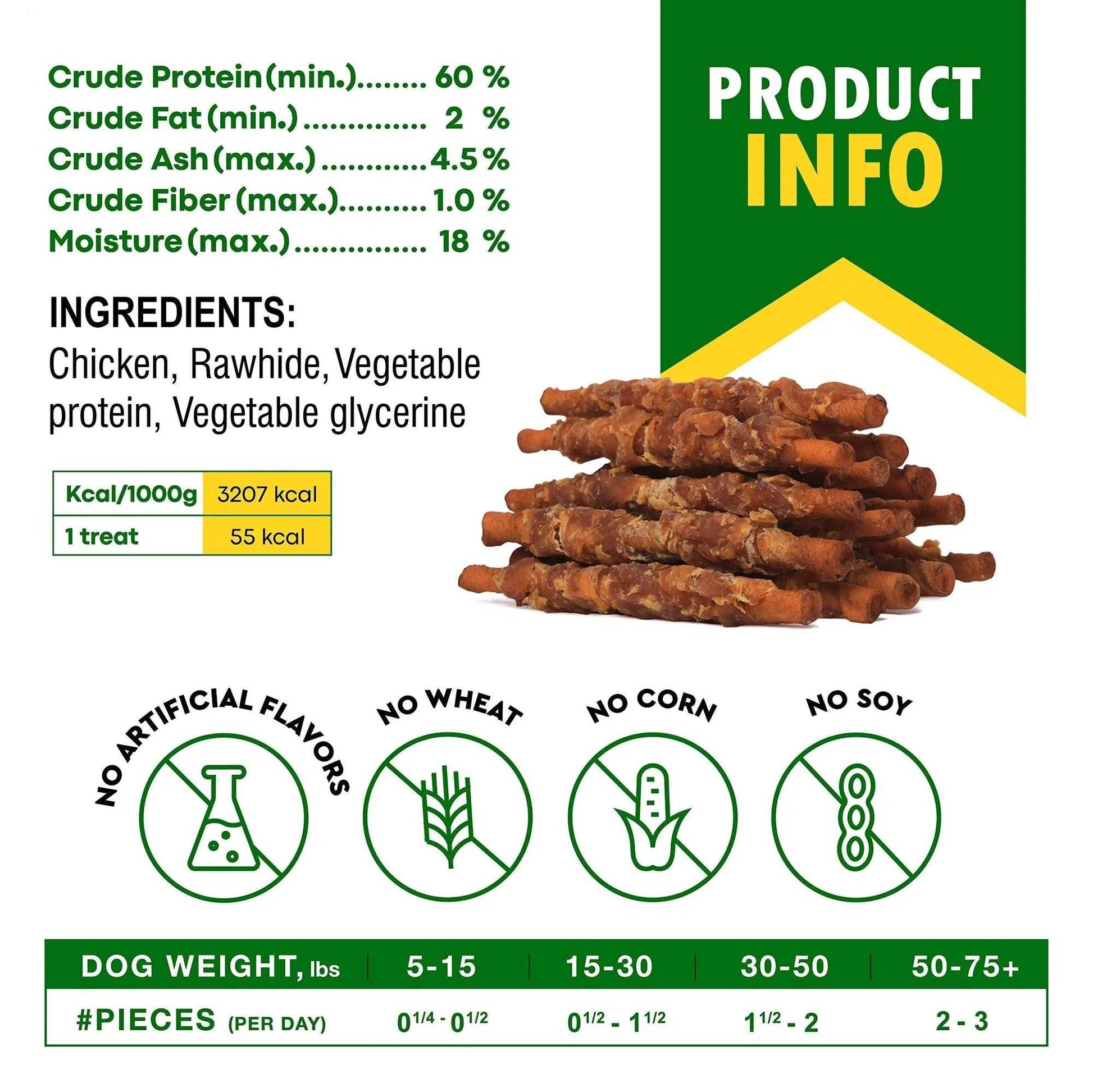 Dog Smoked Rawhide Sticks Wrapped Chicken Pet Natural Chew Treats Grain Free Organic Meat Healthy Human Grade Dried Snacks In Bulk - Purrfect Pet Haven