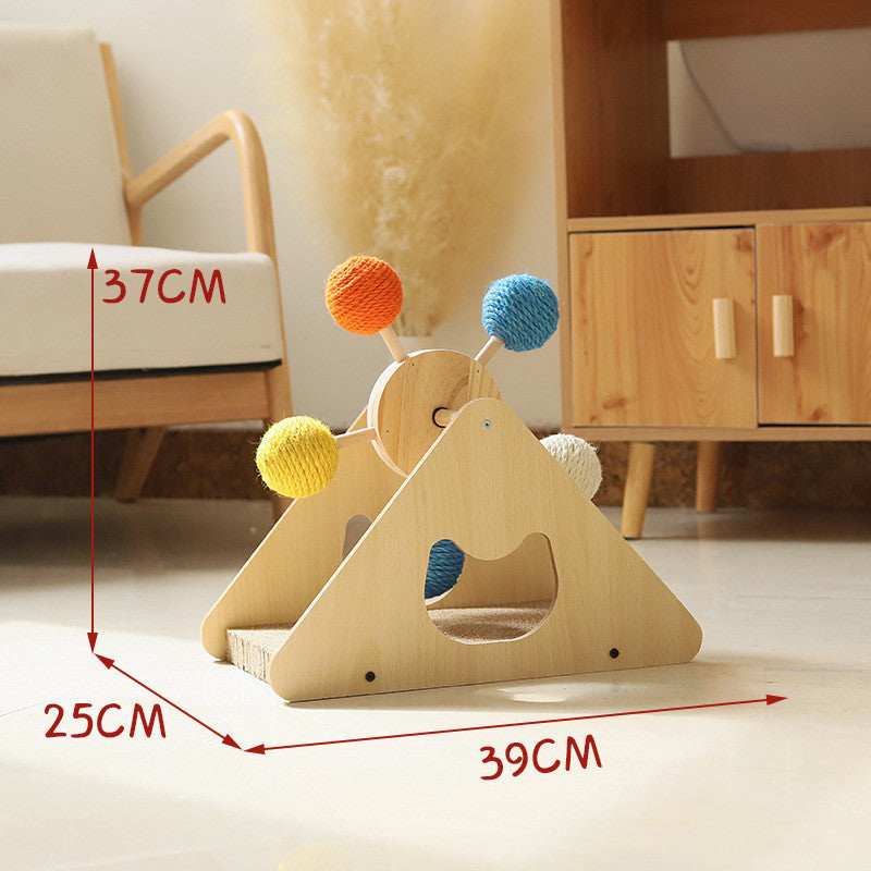 Interactive Wooden Cat Scratch Toy with Rotating Balls - Purrfect Pet Haven