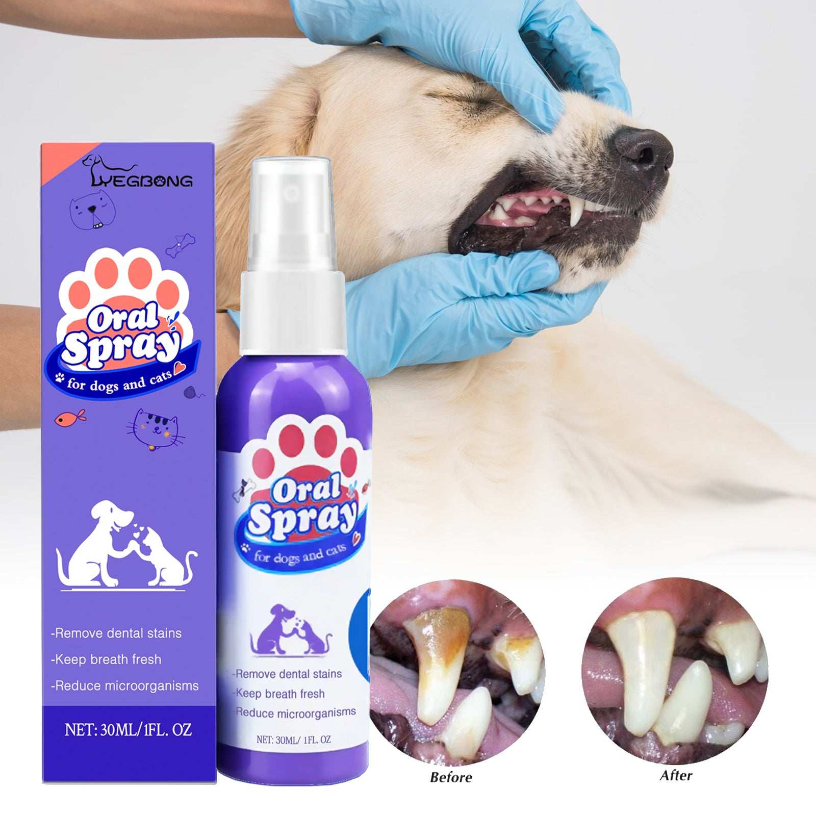 Teeth Cleaning Stain Removal Spray - Fresh Breath Pet Oral Care Spray - Purrfect Pet Haven