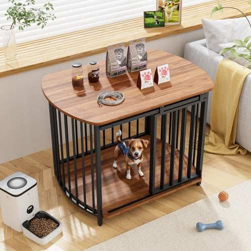 Furniture Style Dog Crate For Small And Medium Dogs - Modern Wooden End Table Kennel - Purrfect Pet Haven
