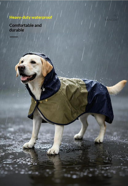 Dog Raincoat With Hood - Cape Style And Snap Closure