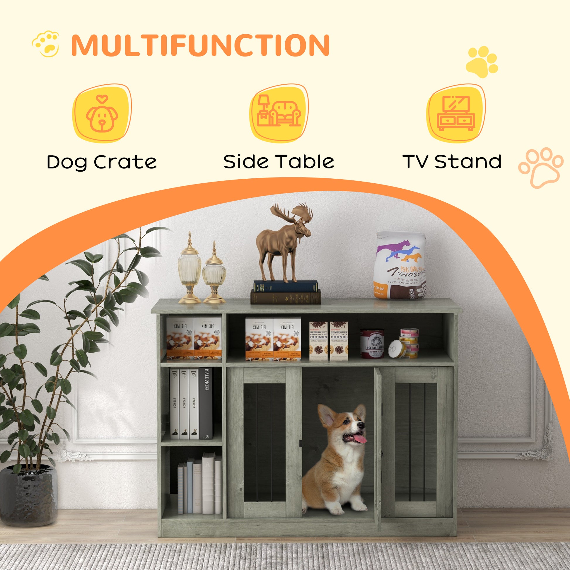Paws & Storage Crate - 47" Dog Furniture Table - Purrfect Pet Haven