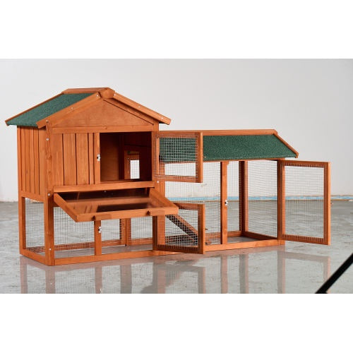 Rabbit Hutch - 2-Story Outdoor Wooden Cage - Purrfect Pet Haven