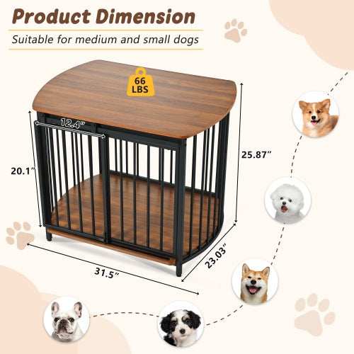 Furniture Style Dog Crate For Small And Medium Dogs - Modern Wooden End Table Kennel - Purrfect Pet Haven