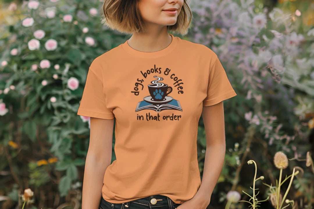 Dogs Books Coffee T-Shirt - Literary Pet Parent Lifestyle - Purrfect Pet Haven