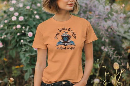 Dogs Books Coffee T-Shirt - Literary Pet Parent Lifestyle - Purrfect Pet Haven