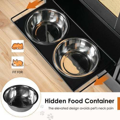 Elevated Dog Bowl Stand - 2 Bowls with Storage Cabinet - Purrfect Pet Haven