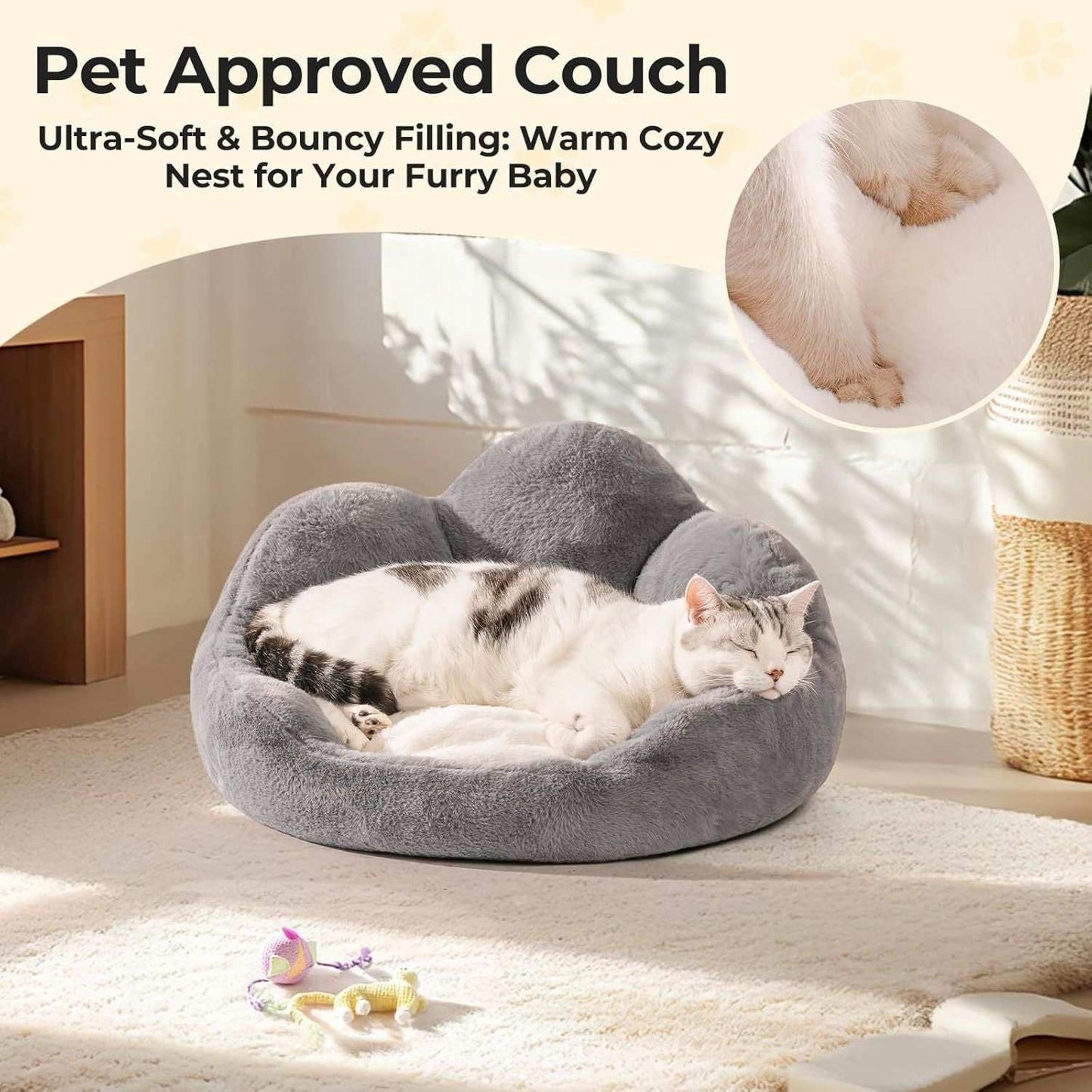 Flower-Shaped Pet Bed - Fluffy Washable Couch for Cats & Small Dogs - Purrfect Pet Haven