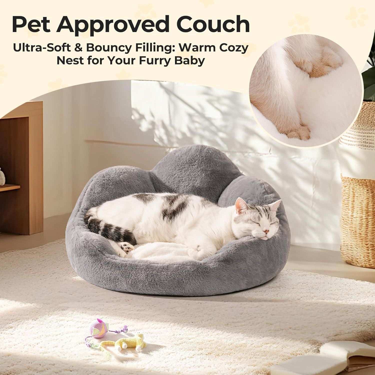 Flower-Shaped Pet Bed - Fluffy Washable Couch for Cats & Small Dogs - Purrfect Pet Haven