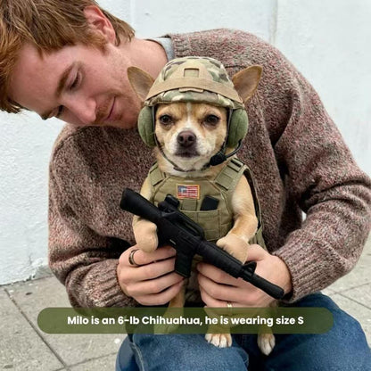 Puppy Soldier Hat And Clothing Set
