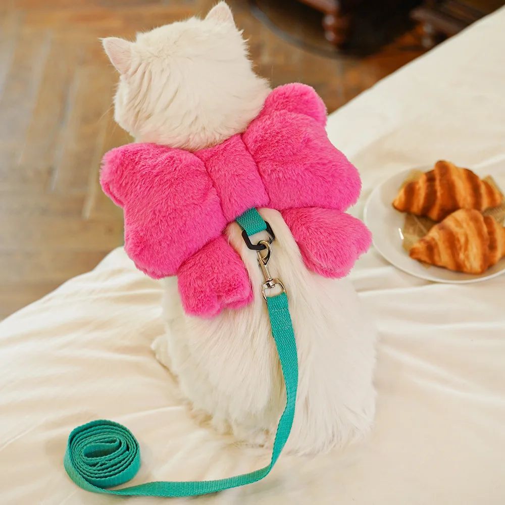 Bow Backpack Harness - Cute Pet Chest Strap Leash Set - Purrfect Pet Haven