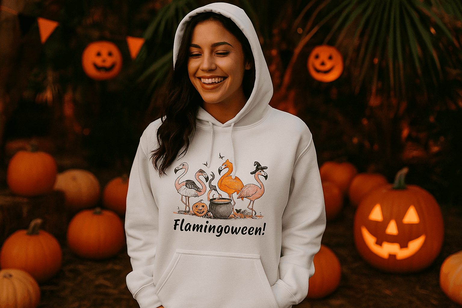 Flamingoween Hoodie Sweatshirt - Flamingo Halloween Style - Purrfect Pet Haven