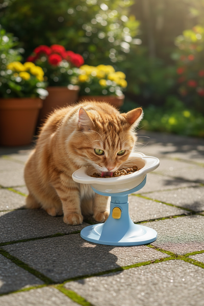 Flower bowl outdoor patio cat position 3
