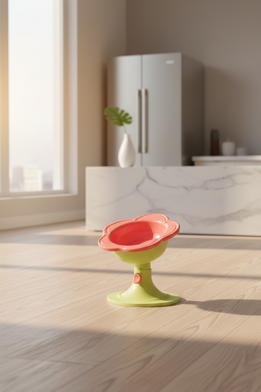 Flower-shaped ceramic pet bowl lifestyle