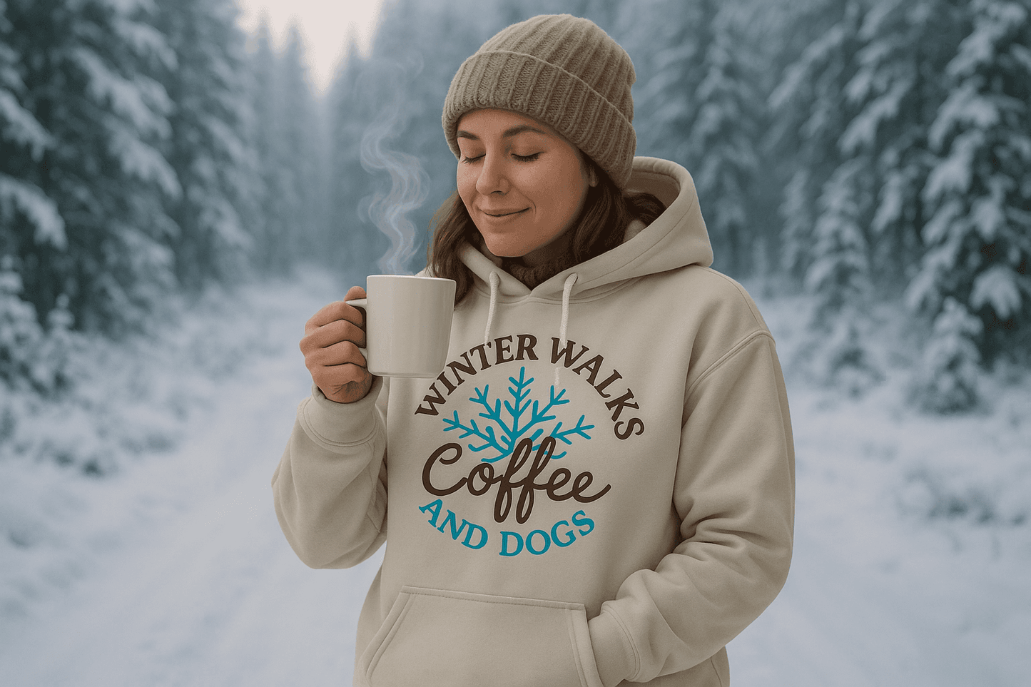 Winter Walk Coffee Hoodie Sweatshirt - Cozy Coffee Lover - Purrfect Pet Haven