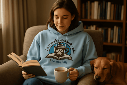 Book Coffee Dog Hoodie Sweatshirt - Bookworm Pet Parent - Purrfect Pet Haven