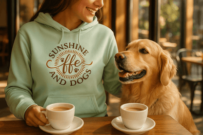 Sun Coffee Dog Hoodie Sweatshirt - Dog Lover Coffee Culture - Purrfect Pet Haven
