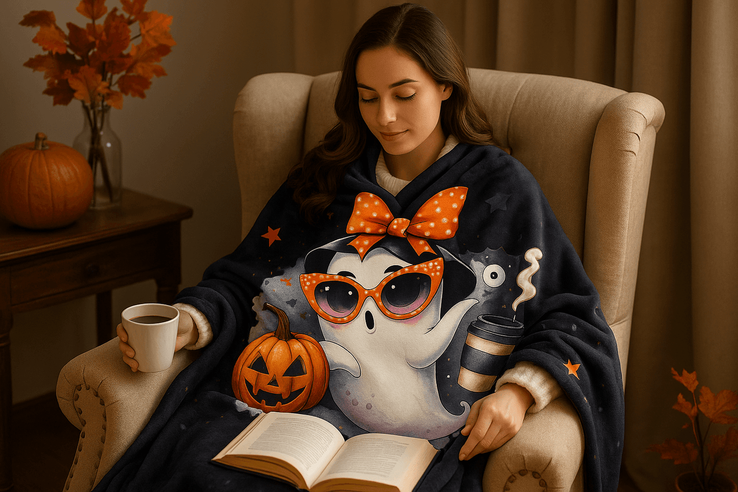 Halloween Ghost Velvet Plush Blanket - Luxury Fall Throw - Purrfect Pet Haven