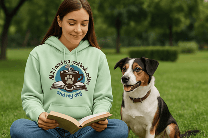 Book Coffee Dog Hoodie Sweatshirt - Bookworm Pet Parent - Purrfect Pet Haven