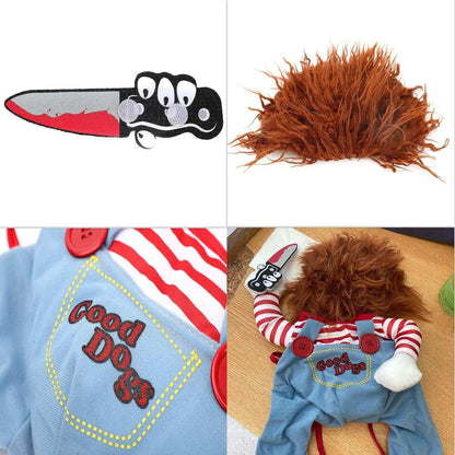 Halloween Pet Costume 3-Piece Set - Striped Harness Outfit with Accessories - Purrfect Pet Haven