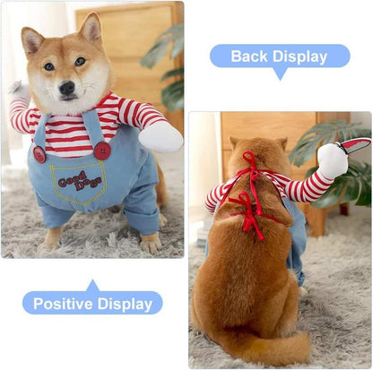 Halloween Pet Costume 3-Piece Set - Striped Harness Outfit with Accessories - Purrfect Pet Haven