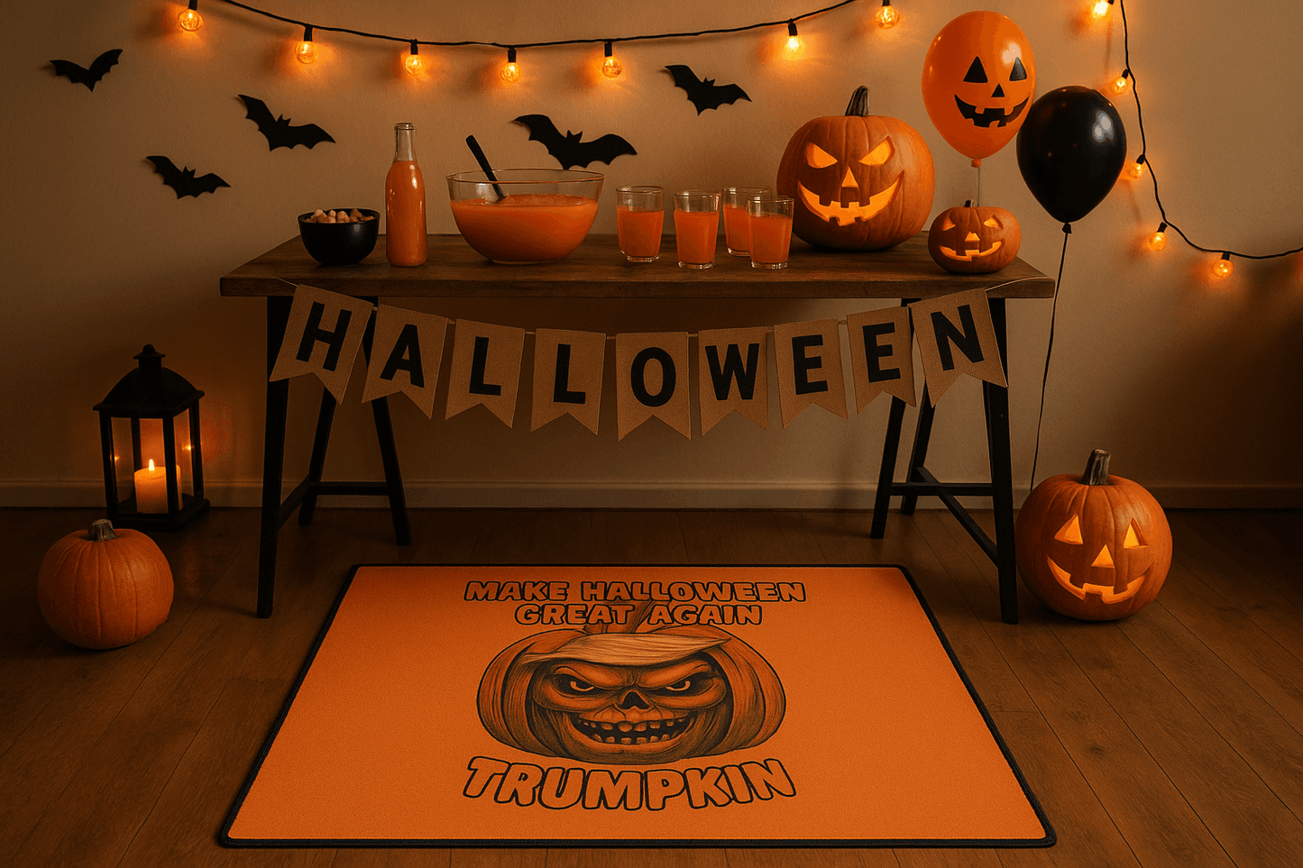 Make Halloween Great Again Floor Mat - Trump Pumpkin Doormat - Purrfect Pet Haven