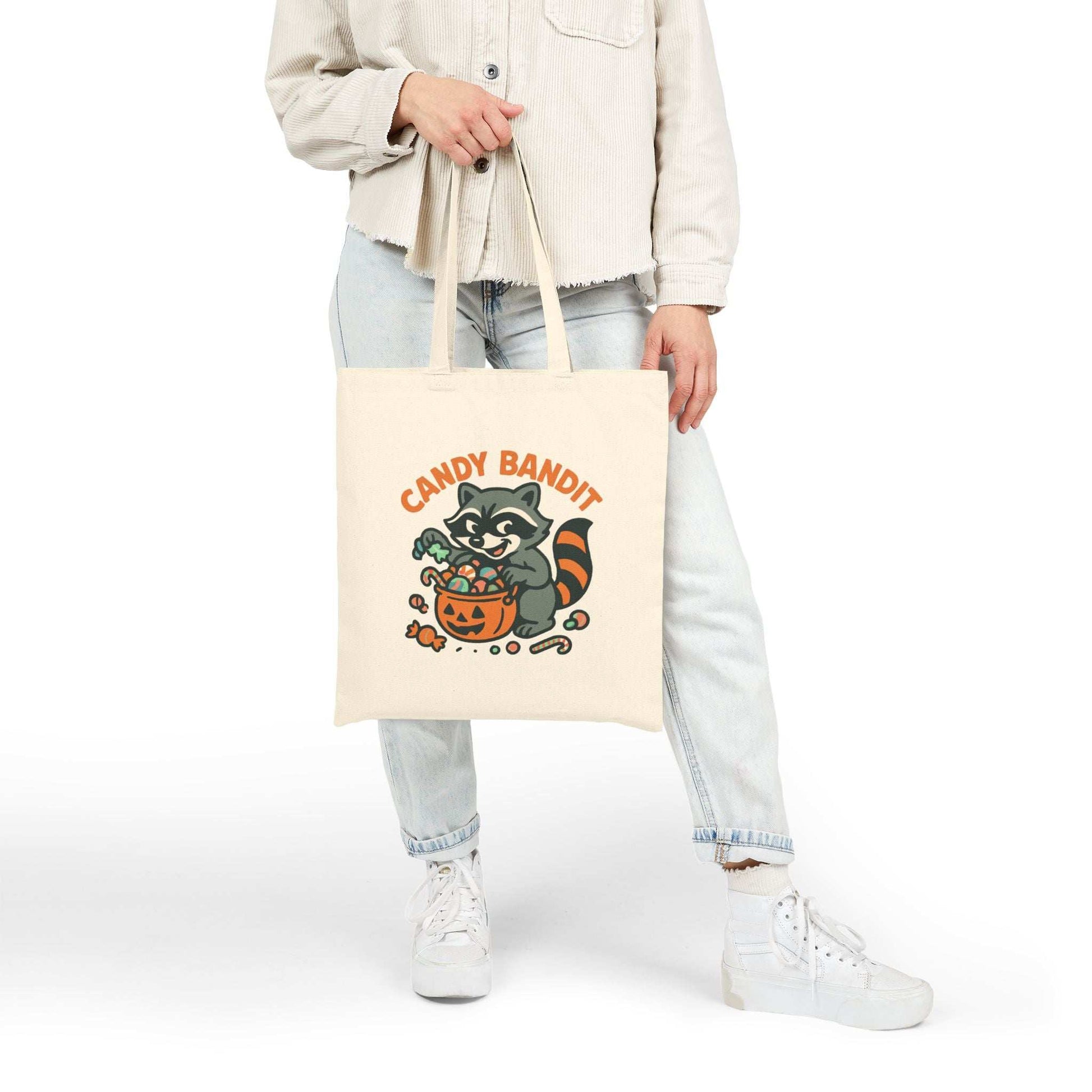 Halloween Cotton Canvas Tote Bag - Trick or Treat Candy Bandit - Purrfect Pet Haven