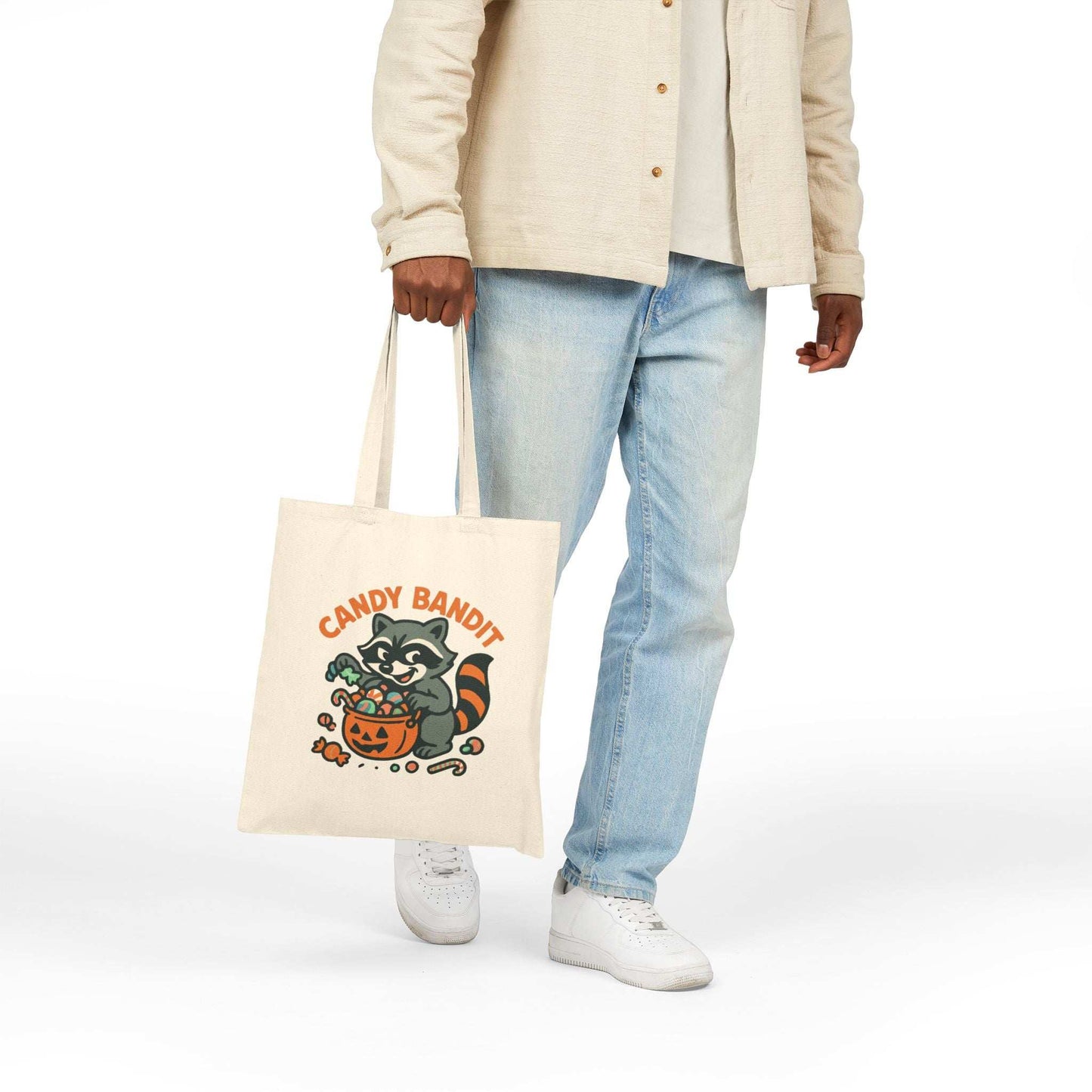 Halloween Cotton Canvas Tote Bag - Trick or Treat Candy Bandit - Purrfect Pet Haven