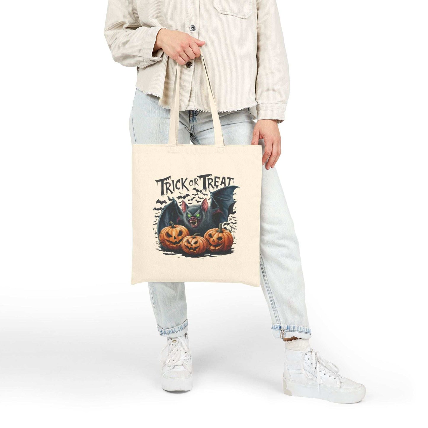 Halloween Cotton Canvas Tote Bag - Trick or Treat Candy Bandit - Purrfect Pet Haven