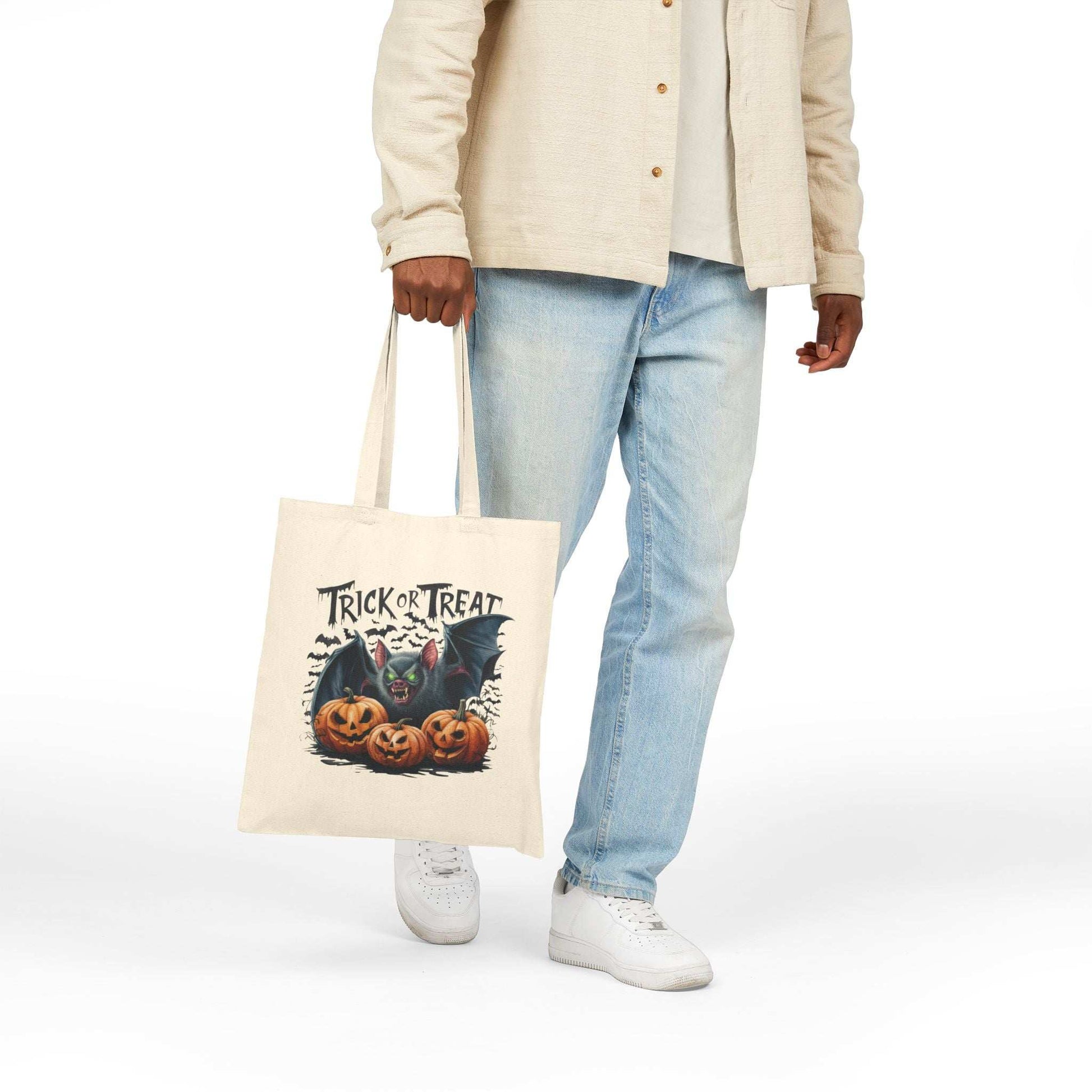 Halloween Cotton Canvas Tote Bag - Trick or Treat Candy Bandit - Purrfect Pet Haven