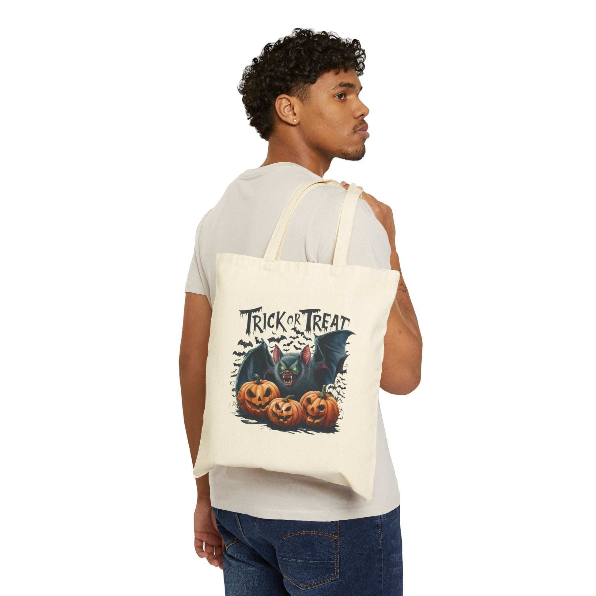 Halloween Cotton Canvas Tote Bag - Trick or Treat Candy Bandit - Purrfect Pet Haven