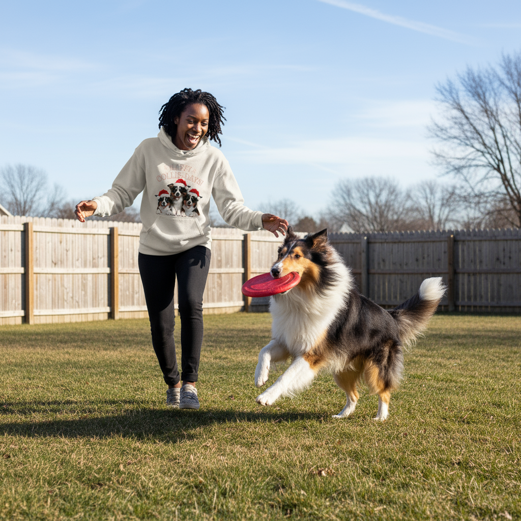 Happy Collie Days Sand Hoodie Lifestyle